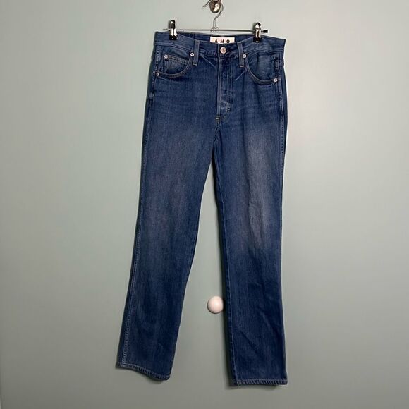 AMO Cora Crescent Full Length Straight Leg High Rise Jeans